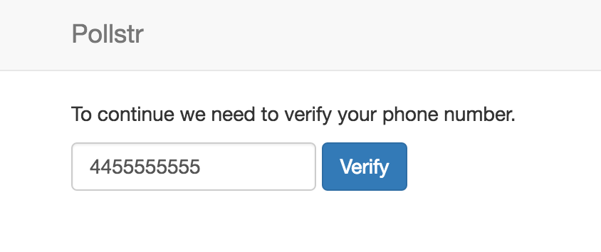 screen capture of number verification form
