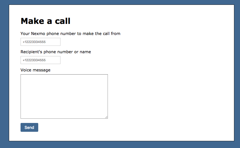 Make call form