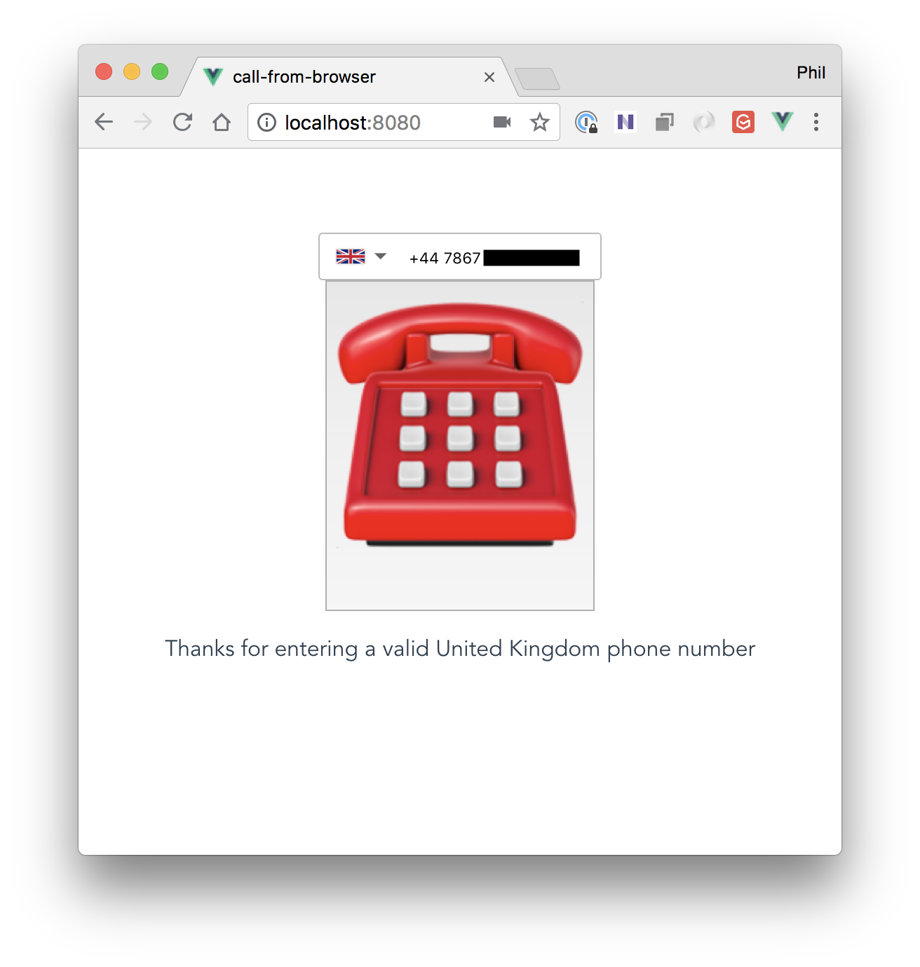 Call from Browser simple user interface