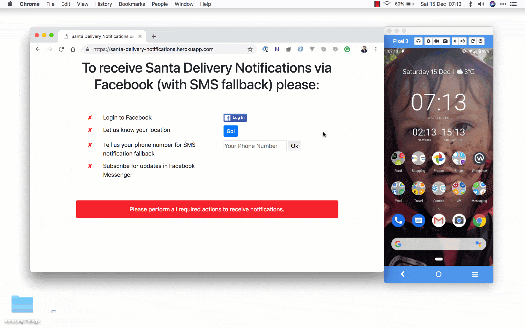 Santa Delivery Notifications via Facebook Messenger