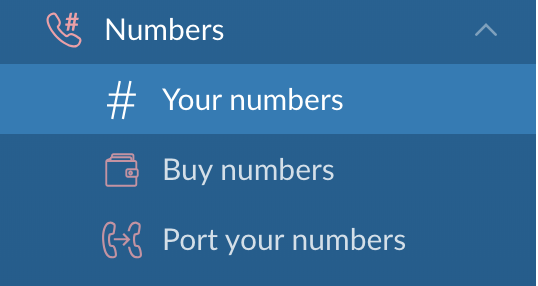 Numbers Menu Options