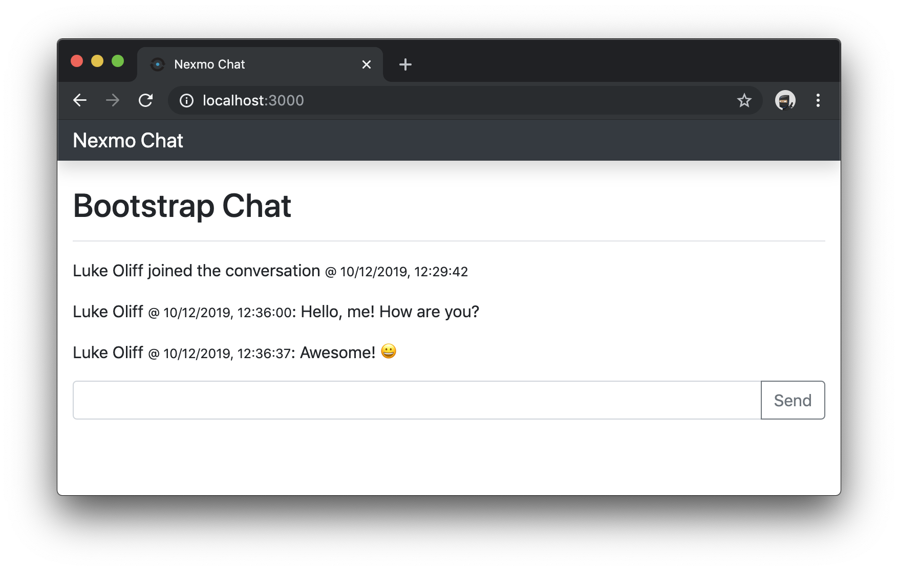 Fixed header margins in chat application