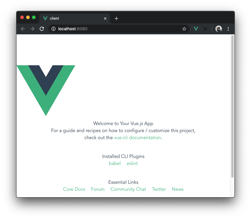 Screenshot of the Vue.js client styles after Tailwind CSS preflight enabled