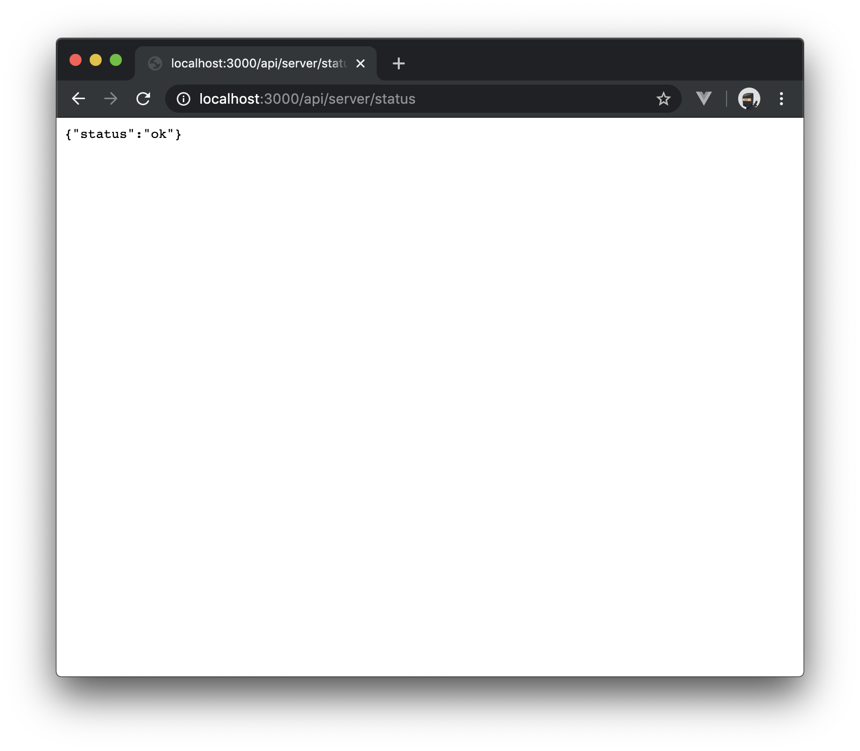Screenshot of a basic server status API endpoint