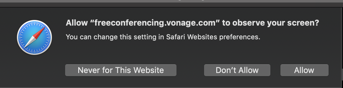 Safari Screen Sharing