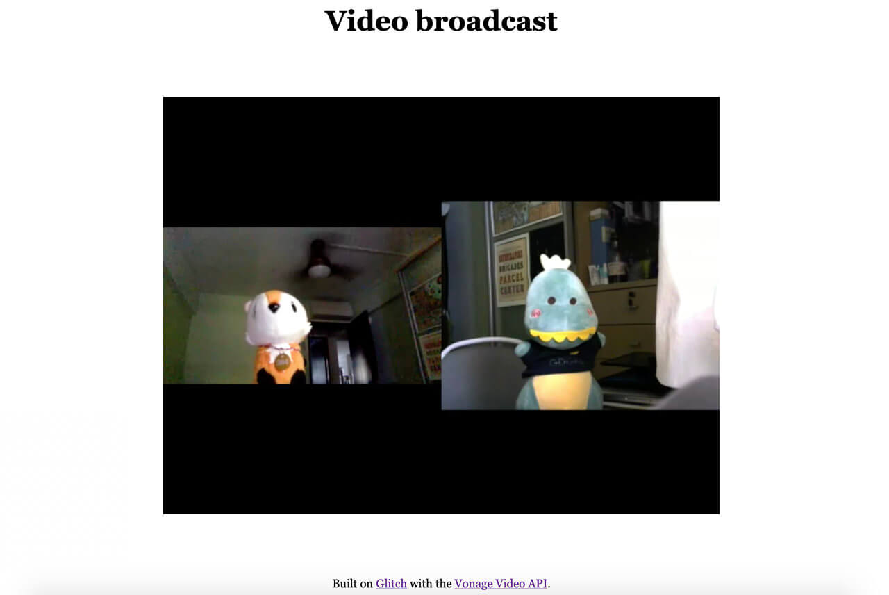 Screenshot of broadcast page