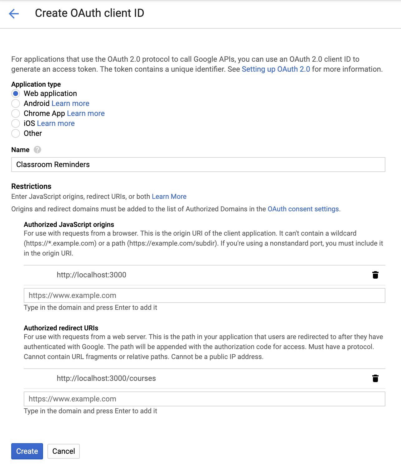 Creating a Client ID in the Google Developer Console